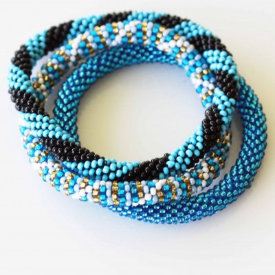 Seed Bracelet Set - Blue